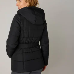 Parka En Donsjas<Colors&Co Korte gewatteerde jas met ceintuur zwart