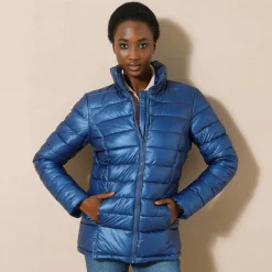 Parka En Donsjas<Blancheporte Korte, gewatteerde jas met metallic effect glanzend marine