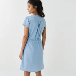 Jurk<Blancheporte Korte jurk met ritskraag, licht denim bleached