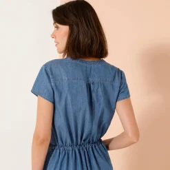 Jurk<Blancheporte Korte jurk met ritskraag, licht denim stone