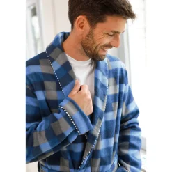 Pyjama En Kamerjas<Blancheporte Korte kamerjas in fleecetricot blauw geruit