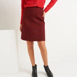 Rok<Blancheporte Korte rok met A-lijn in tweed, tweekleurige ruitjes zwart / rood