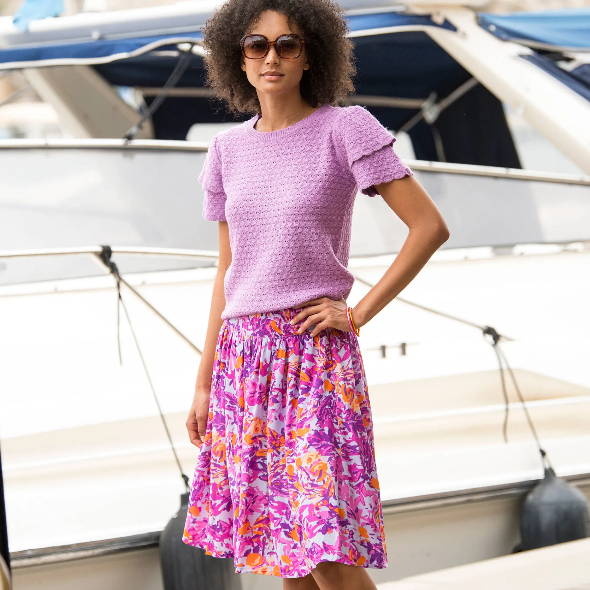 Rok<Blancheporte Korte rok met bloemenprint parma / violine