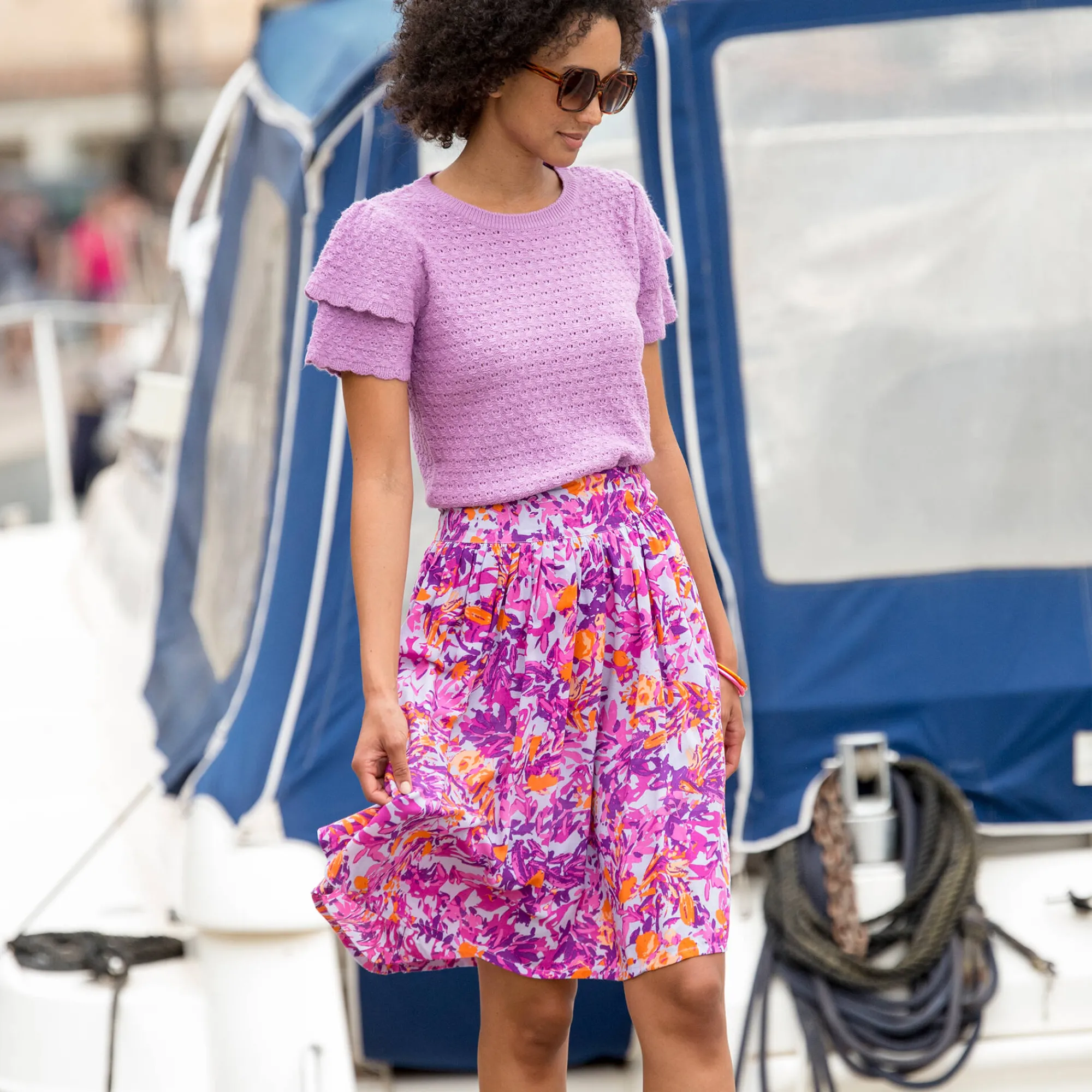 Rok<Blancheporte Korte rok met bloemenprint parma / violine