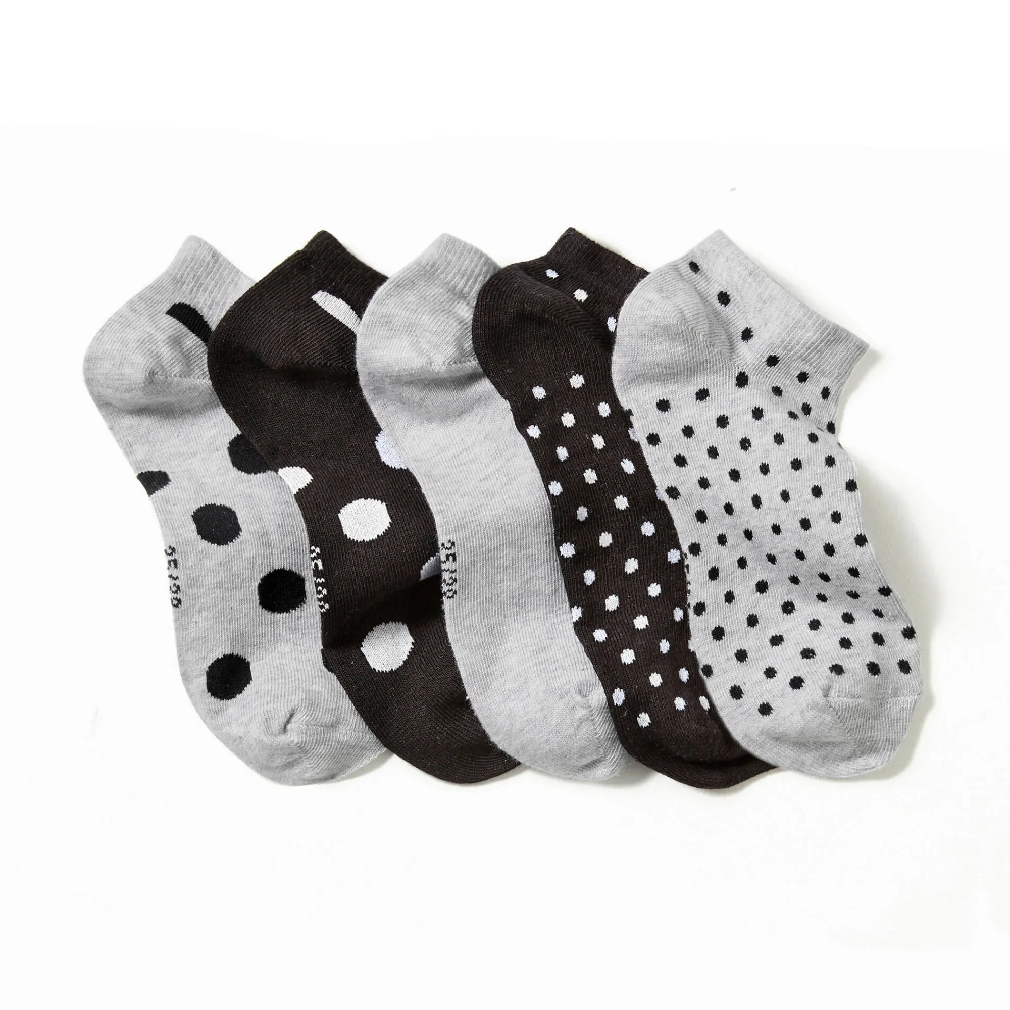 Panty’s, Kniekousen En Sokken<Blancheporte Korte sneakersokken met fantasiestippen - set van 5 paar grijs / zwart
