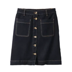 Rok<Blancheporte Korte, uitlopende jeansrok met knopen raw