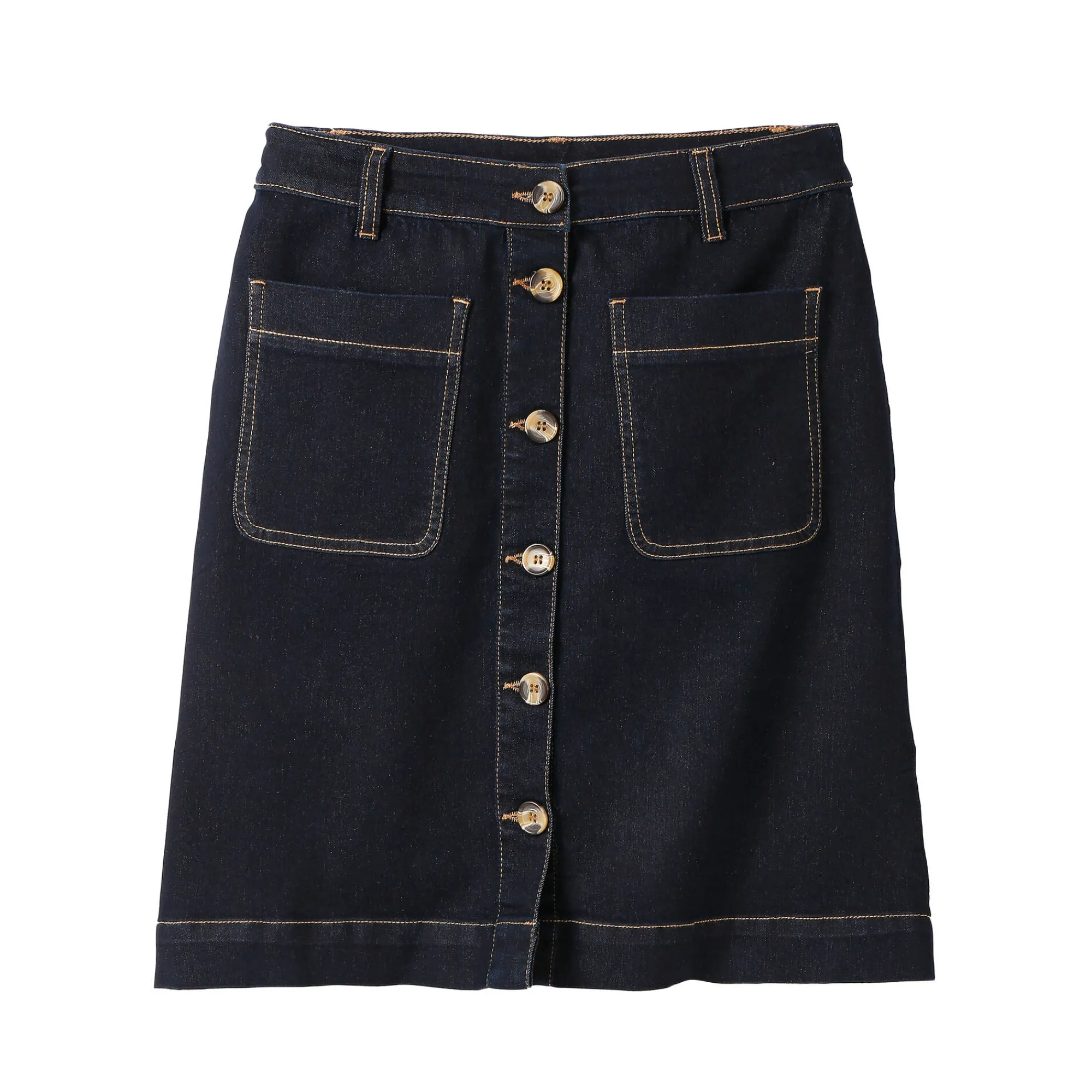 Rok<Blancheporte Korte, uitlopende jeansrok met knopen raw