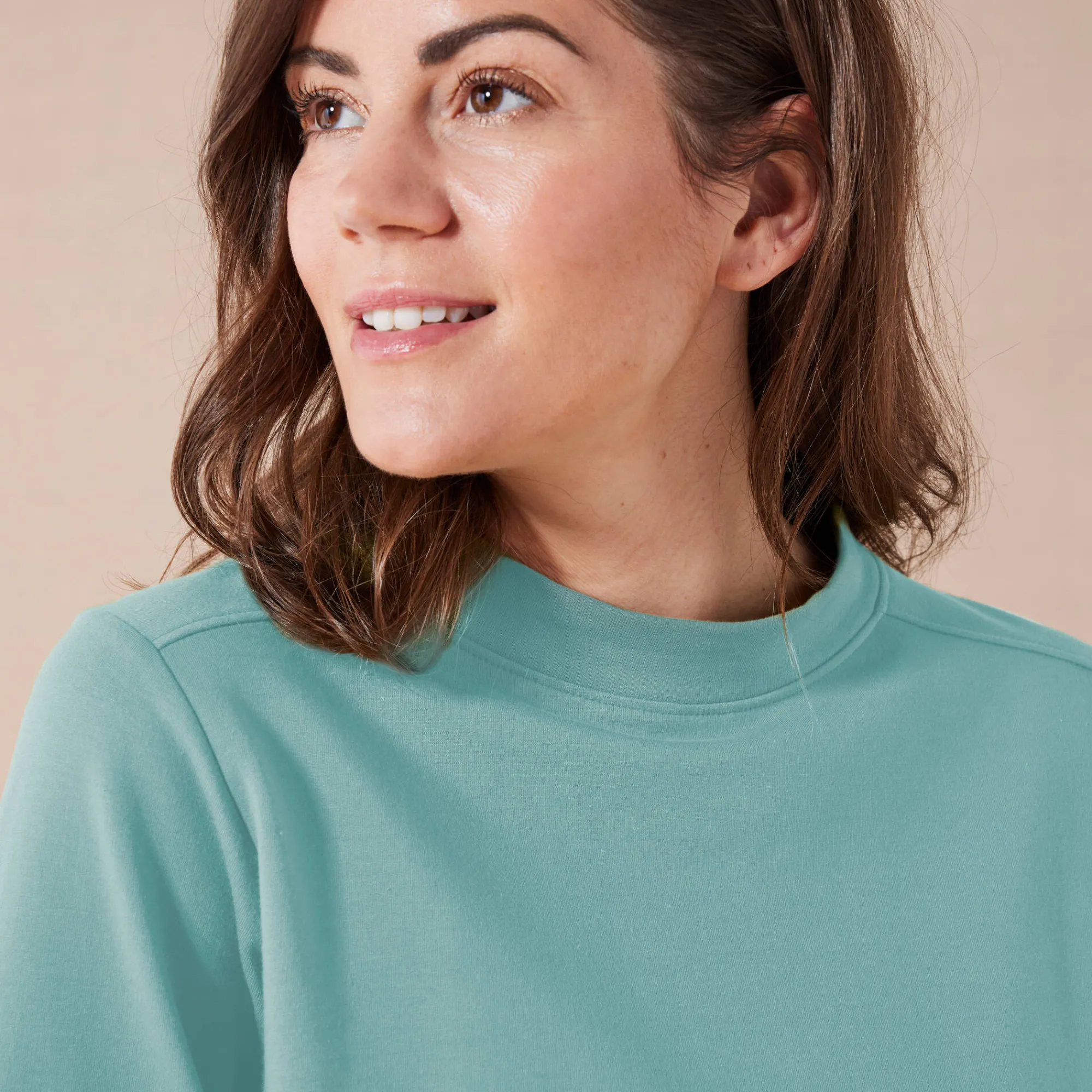 T-Shirt En Topje<Blancheporte Koudewerend T-shirt in molton met opstaande kraag celadonblauw