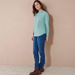 T-Shirt En Topje<Blancheporte Koudewerend T-shirt in molton met opstaande kraag celadonblauw