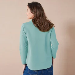 T-Shirt En Topje<Blancheporte Koudewerend T-shirt in molton met opstaande kraag celadonblauw