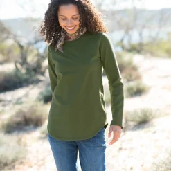 T-Shirt En Topje<Blancheporte Koudewerend T-shirt in molton met ronde hals olijfgroen