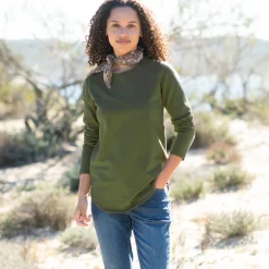 T-Shirt En Topje<Blancheporte Koudewerend T-shirt in molton met ronde hals olijfgroen