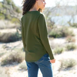 T-Shirt En Topje<Blancheporte Koudewerend T-shirt in molton met ronde hals olijfgroen