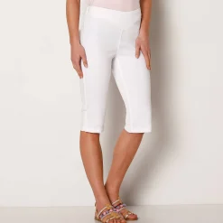 Broek<Blancheporte Kuitbroek in stretchstof - 'platte buik'-effect wit