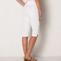 Broek<Blancheporte Kuitbroek in stretchstof - 'platte buik'-effect wit