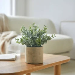 Decoratieartikel<Blancheporte Kunstplant en cementpot grijs