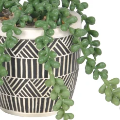 Decoratieartikel<Blancheporte Kunstplant en pot in cement zwart / wit