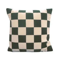 Kussen<Blancheporte Kussen met dambordmotief ecru / groen