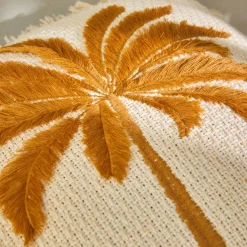 Kussen<Blancheporte Kussen met geborduurd palmboommotief naturel
