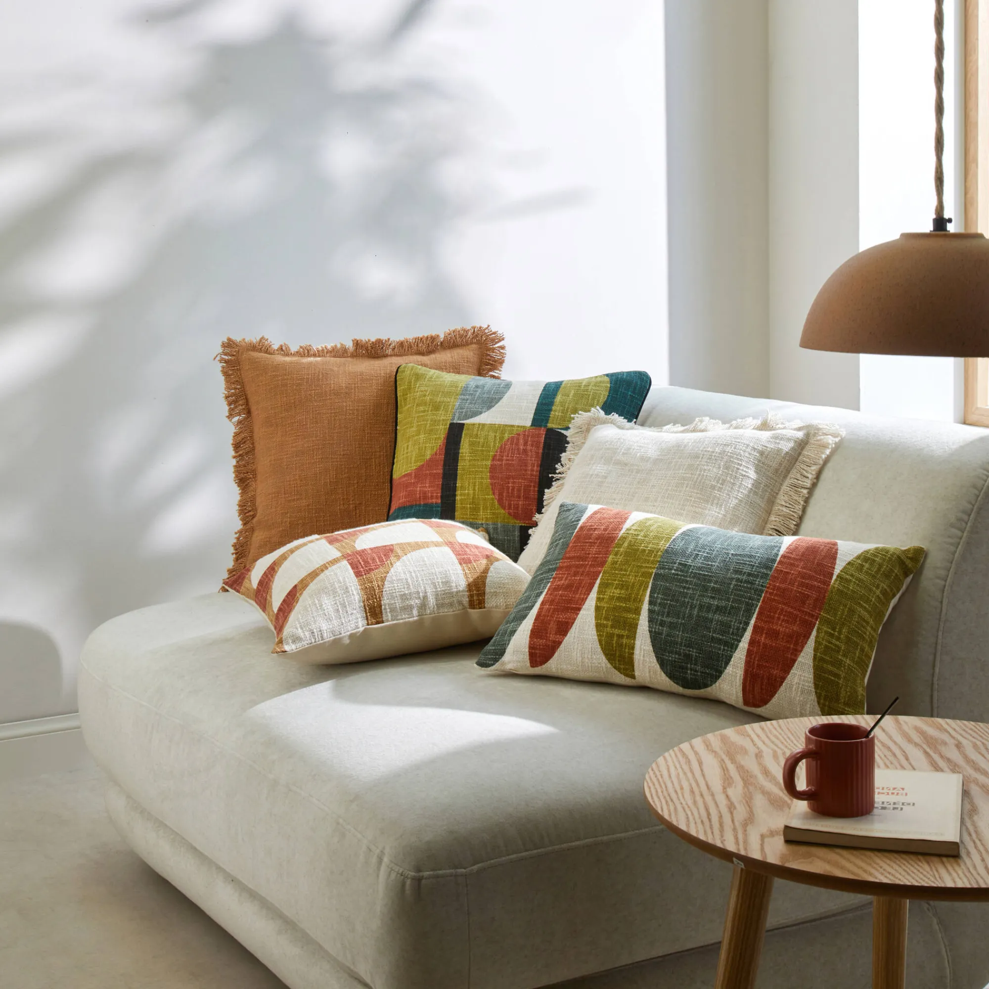 Kussen<Blancheporte Kussen met geometrische print zwart / terracotta