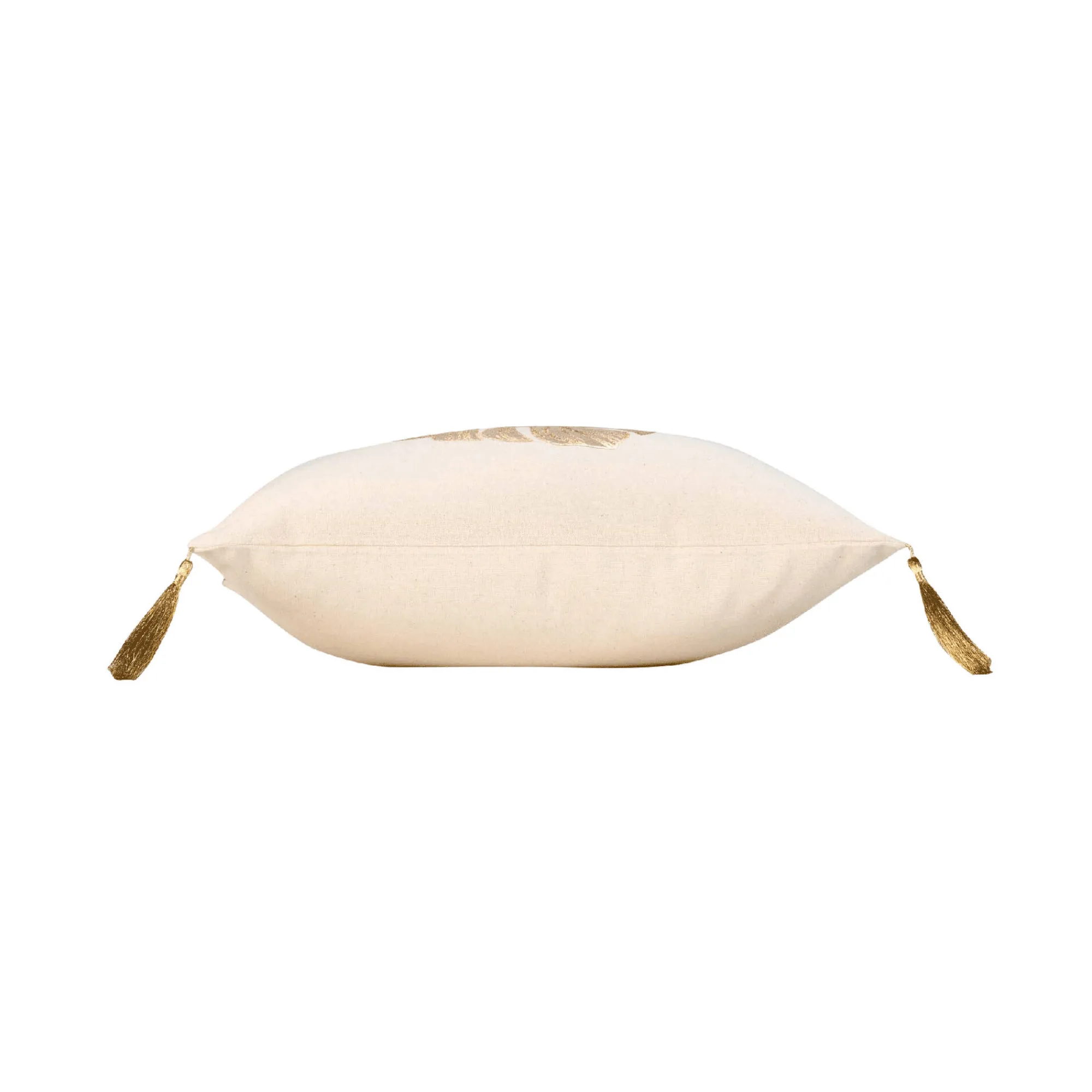 Kussen<Blancheporte Kussen met gouden bladprint ecru / goudkleurig