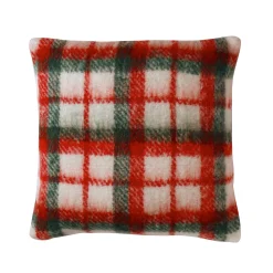 Feestdecoratie|Kussen<Blancheporte Kussen met ingeweven ruitmotief ecru / rood / groen