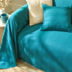 Kussenhoes<Blancheporte Kussenhoes in effen katoen met artisanaal weefsel - set van 2 eendenblauw