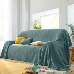 Kussenhoes<Blancheporte Kussenhoes in effen katoen met artisanaal weefsel - set van 2 kerrie