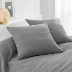 Kussenhoes<Blancheporte Kussenhoes in effen katoen met artisanaal weefsel - set van 2 parelgrijs
