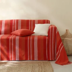 Kussenhoes<Blancheporte Kussenhoes in effen katoen met artisanaal weefsel - set van 2 terracotta