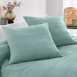 Kussenhoes<Blancheporte Kussenhoes in effen katoen met artisanaal weefsel - set van 2 celadon