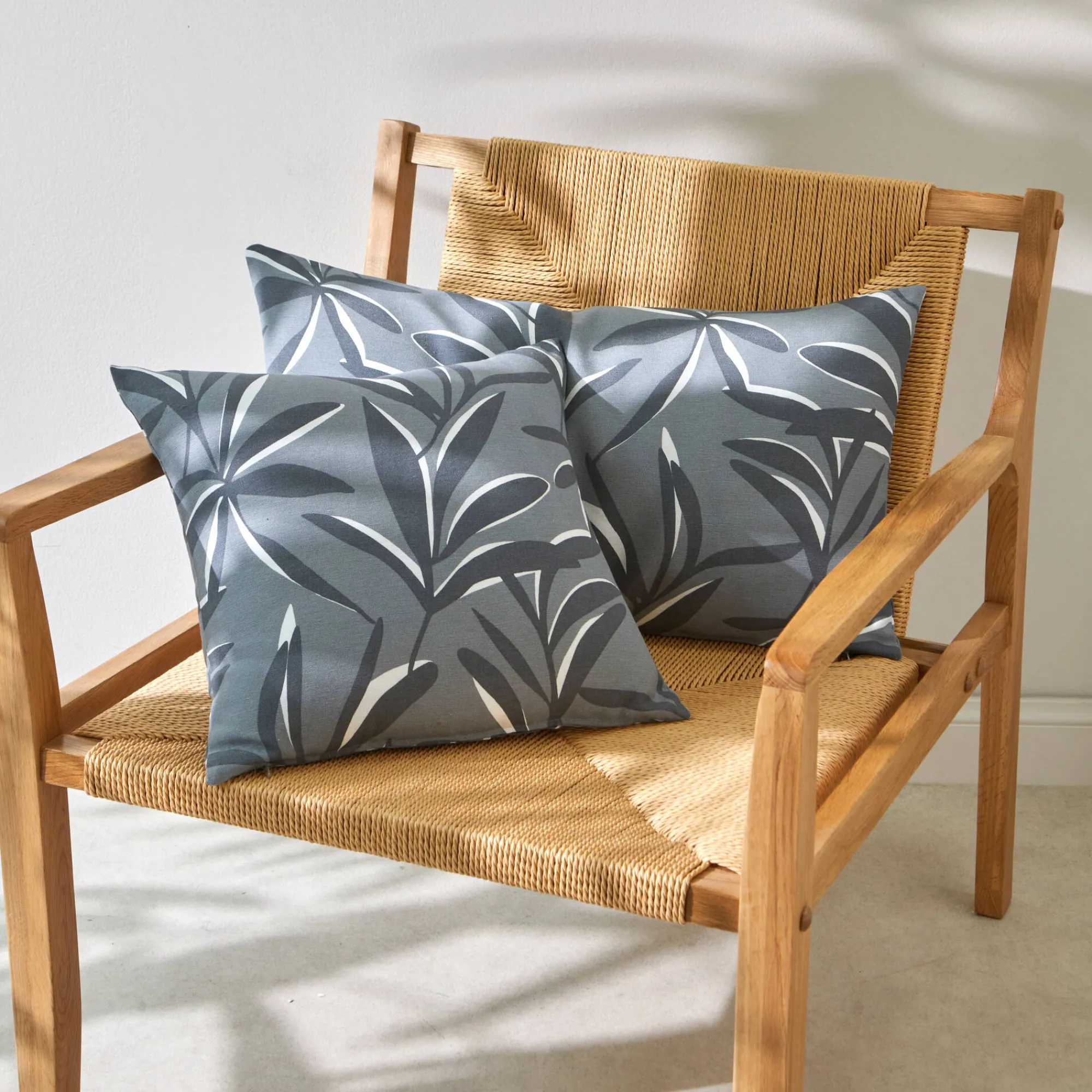 Kussenhoes<Blancheporte Kussenhoes met bladerenprint grijs