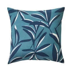Kussenhoes<Blancheporte Kussenhoes met bladerenprint grijsblauw