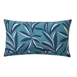 Kussenhoes<Blancheporte Kussenhoes met bladerenprint grijsblauw