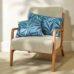 Kussenhoes<Blancheporte Kussenhoes met bladerenprint grijsblauw