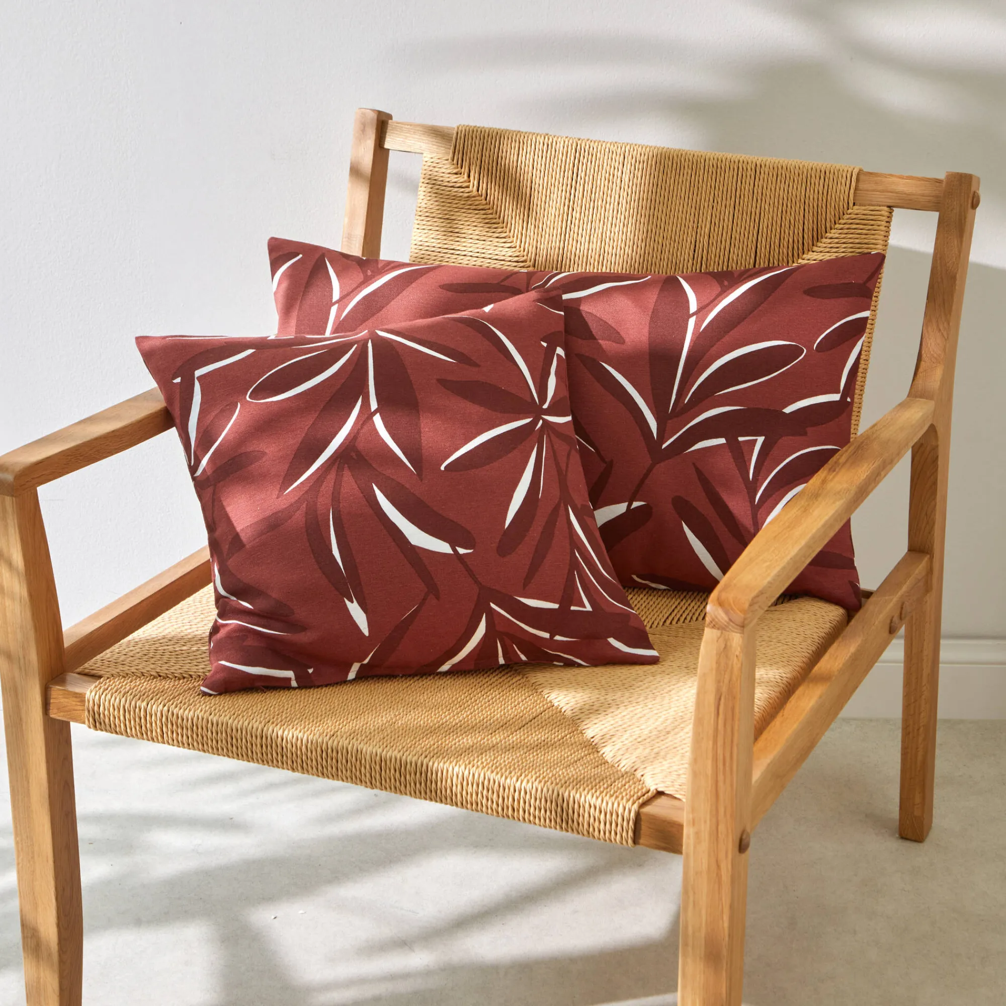 Kussenhoes<Blancheporte Kussenhoes met bladerenprint terracotta