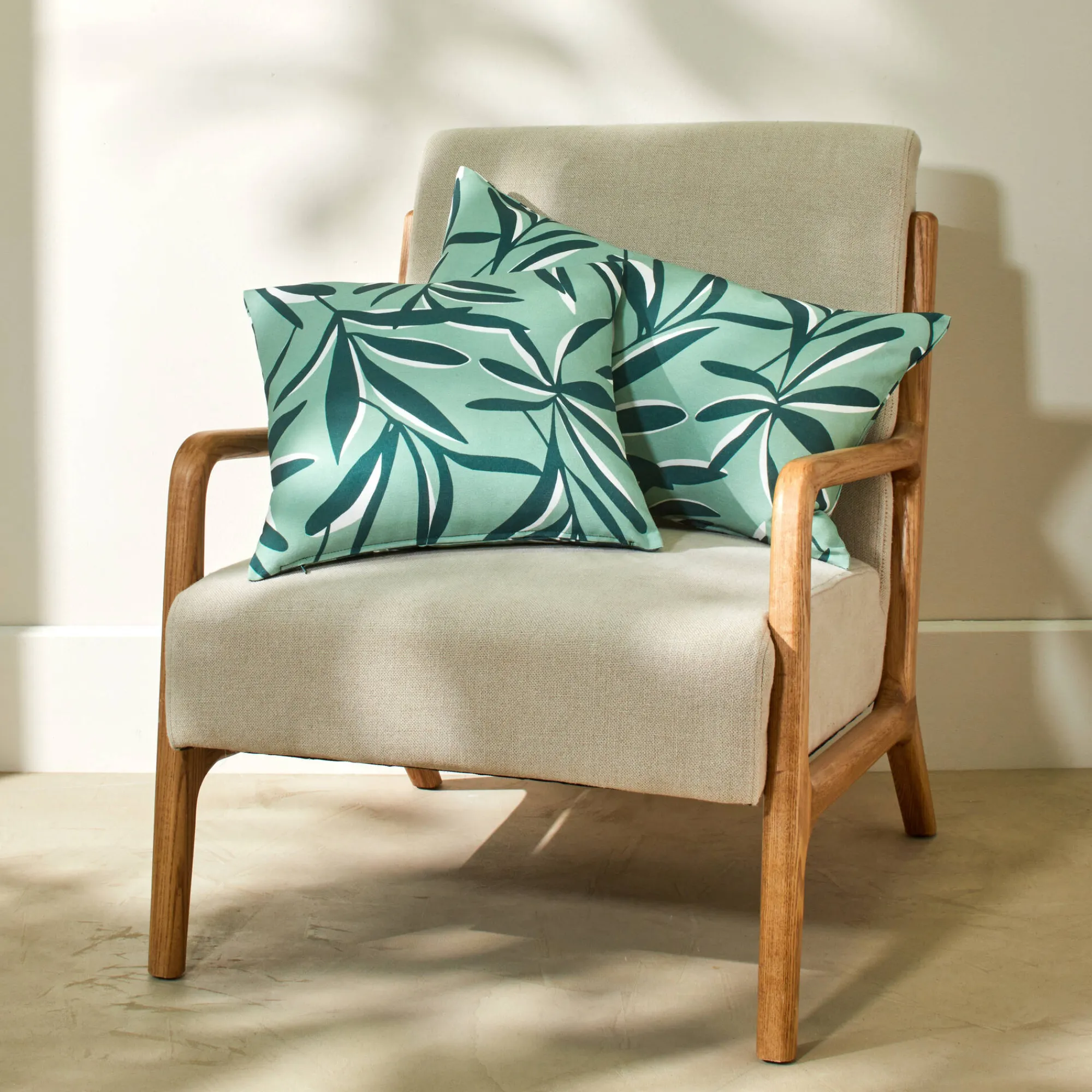 Kussenhoes<Blancheporte Kussenhoes met bladerenprint amandel