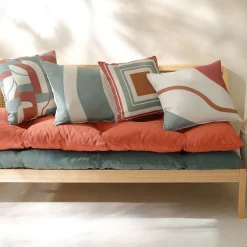Kussenhoes<Blancheporte Kussenhoes met 'geometrische' print - set van 2 terracotta / karamel / eucalyptus