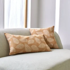Kussenhoes<Blancheporte Kussenhoes met kleine bladerenprint - set van 2 oker