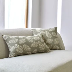 Kussenhoes<Blancheporte Kussenhoes met kleine bladerenprint - set van 2 groen