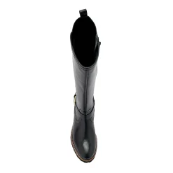 Laarzen|Schoenen<PédiConfort Laarzen met rits en elastiek, comfortbreedte, in leer zwart