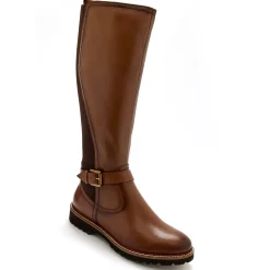 Laarzen|Schoenen<PédiConfort Laarzen met rits en elastiek, comfortbreedte, in leer bruin