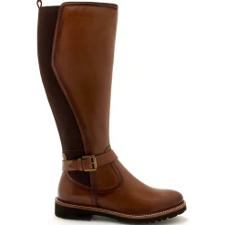 Laarzen|Schoenen<PédiConfort Laarzen met rits en elastiek, comfortbreedte, in leer bruin