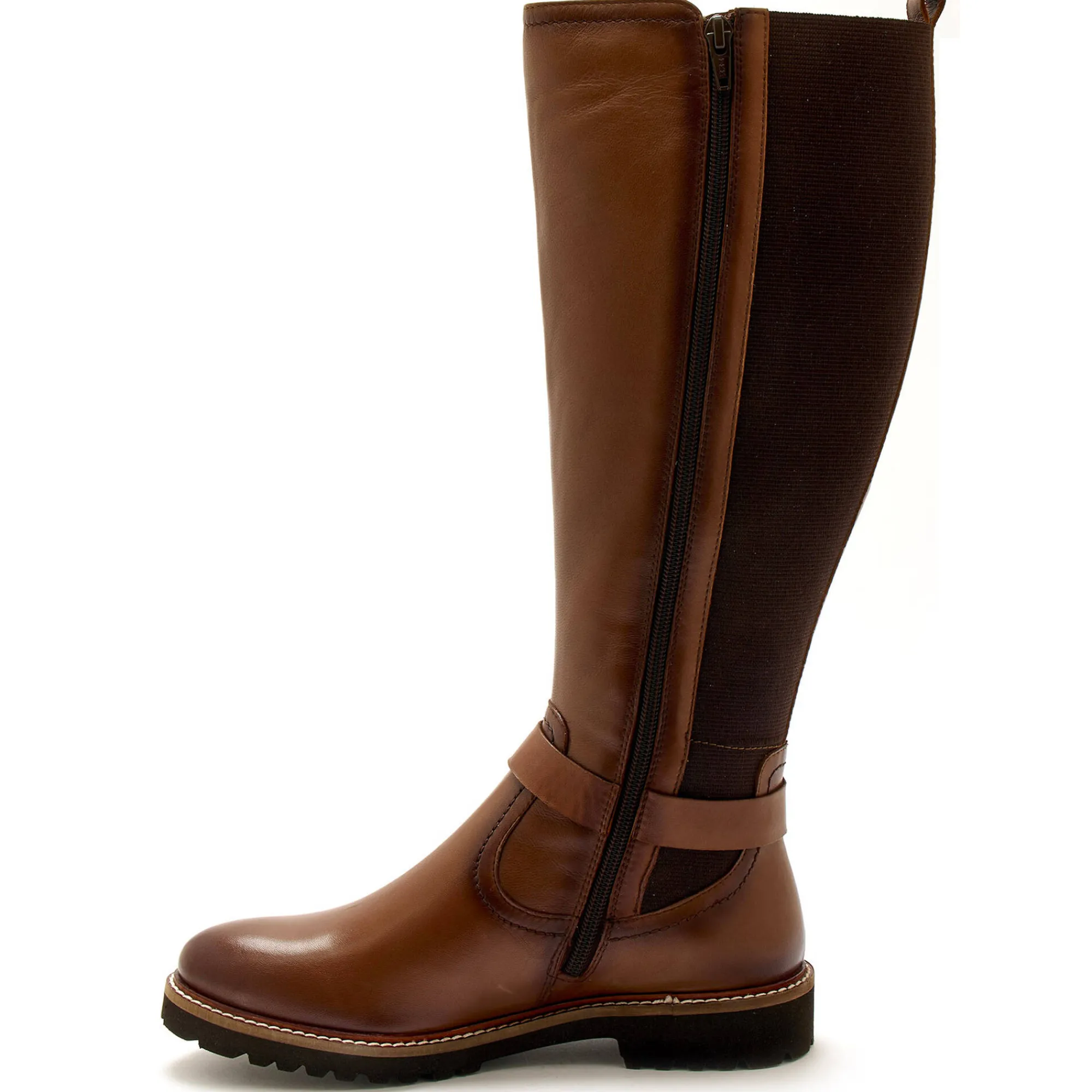Laarzen|Schoenen<PédiConfort Laarzen met rits en elastiek, comfortbreedte, in leer bruin