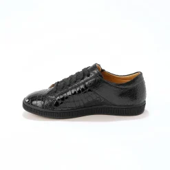 Feestelijke Schoenen|Baskets En Sneakers<Blancheporte Lage sneakers in soepel leer met kroko-effect en rits zwart
