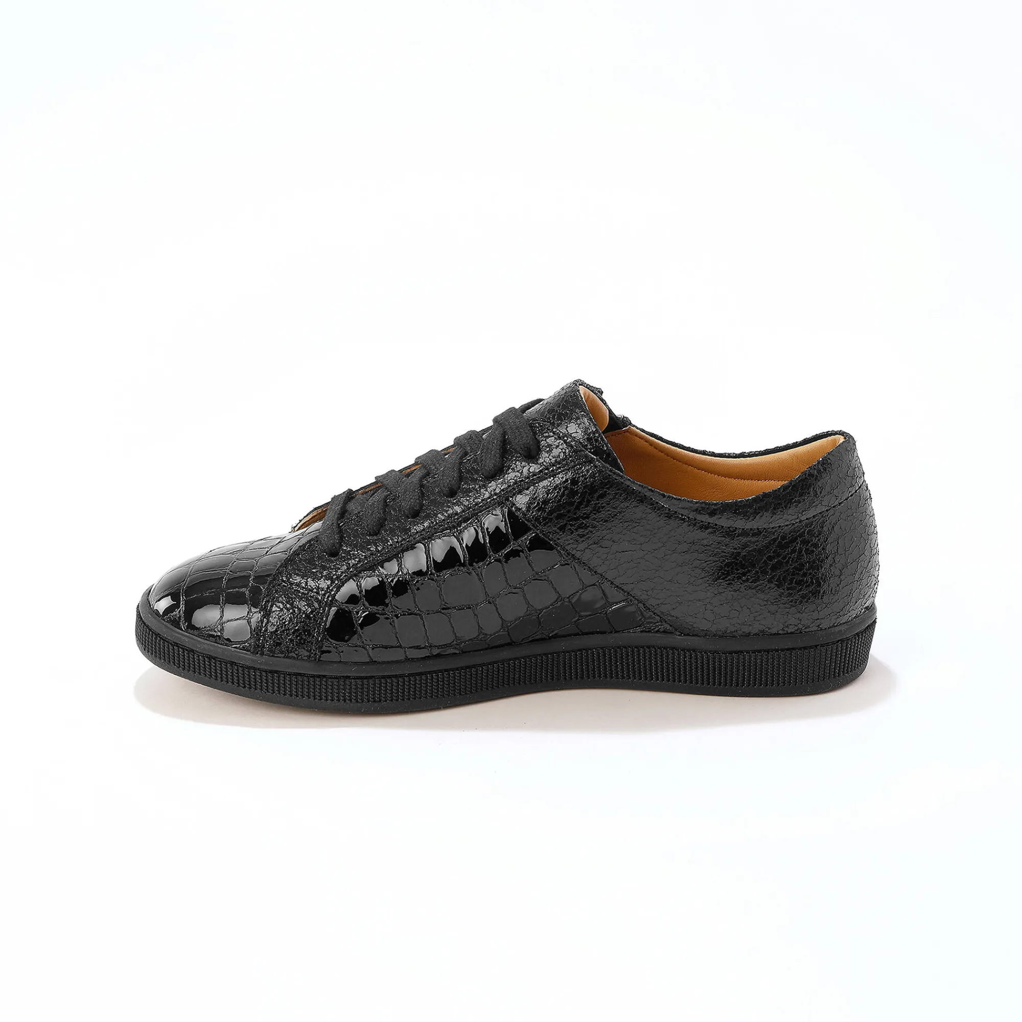 Feestelijke Schoenen|Baskets En Sneakers<Blancheporte Lage sneakers in soepel leer met kroko-effect en rits zwart