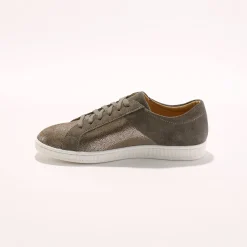 Baskets En Sneakers|Schoenen<Blancheporte Lage sneakers met rits in soepel en glanzend leer taupe