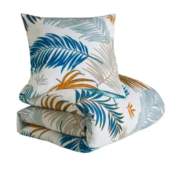 Delige Bedlinnenset<Blancheporte Lakenset Palma met palmbladerenprint, in katoen wit