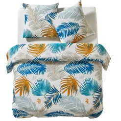 Delige Bedlinnenset<Blancheporte Lakenset Palma met palmbladerenprint, in katoen wit