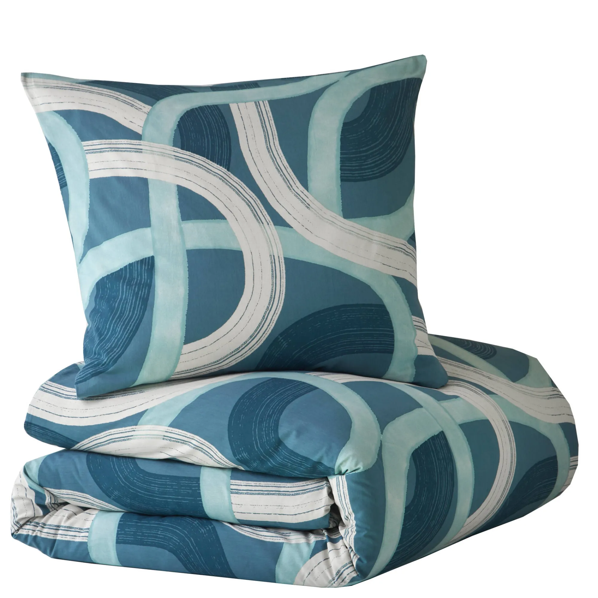 Delige Bedlinnenset<Blancheporte Lakenset, slo(o)p(en) + dekbedovertrek Ulysse, met grafische print, in katoen blauw